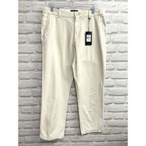 CHAPS Khaki REPLENISHM STONE Classic Straight Flat Front Pants Men's 34x30 New